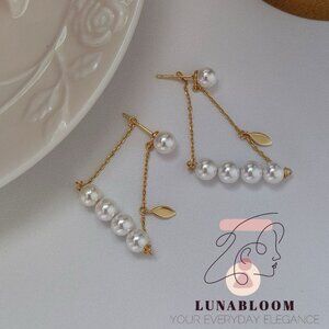 S925 Sterling Silver 18K Gold-Plated Pearl Earrings
